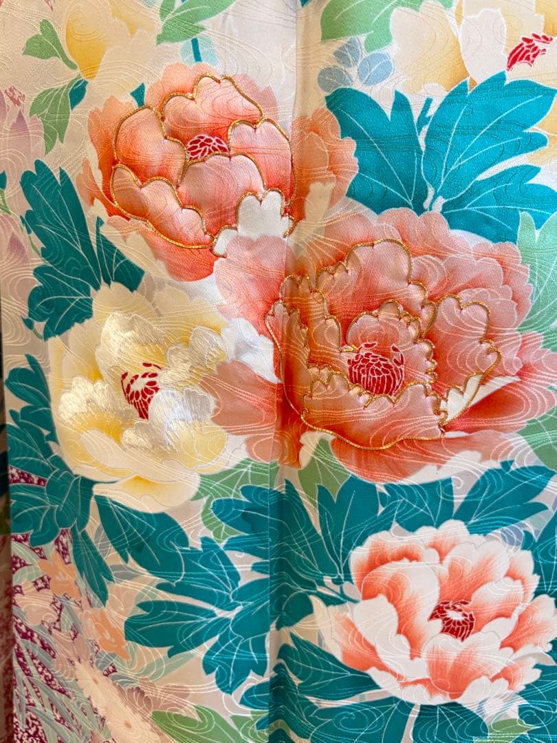 振袖セット 白 紫 緑 花柄 sMH2503201