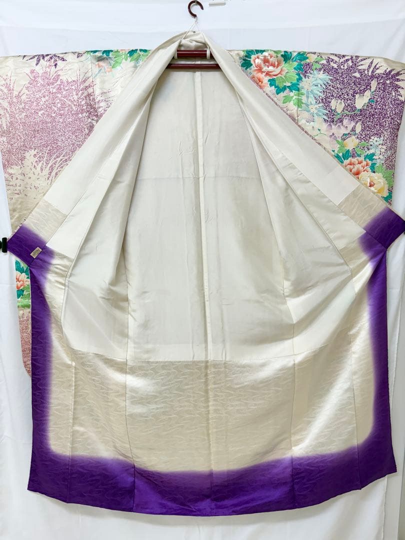 振袖セット 白 紫 緑 花柄 sMH2503201