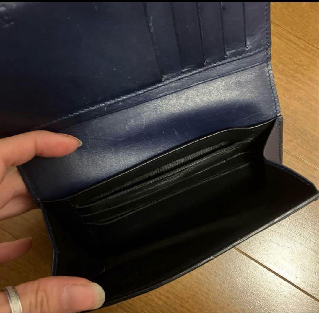 ロエベ 二つ折り財布 リピート アナグラム ロゴ ネイビー