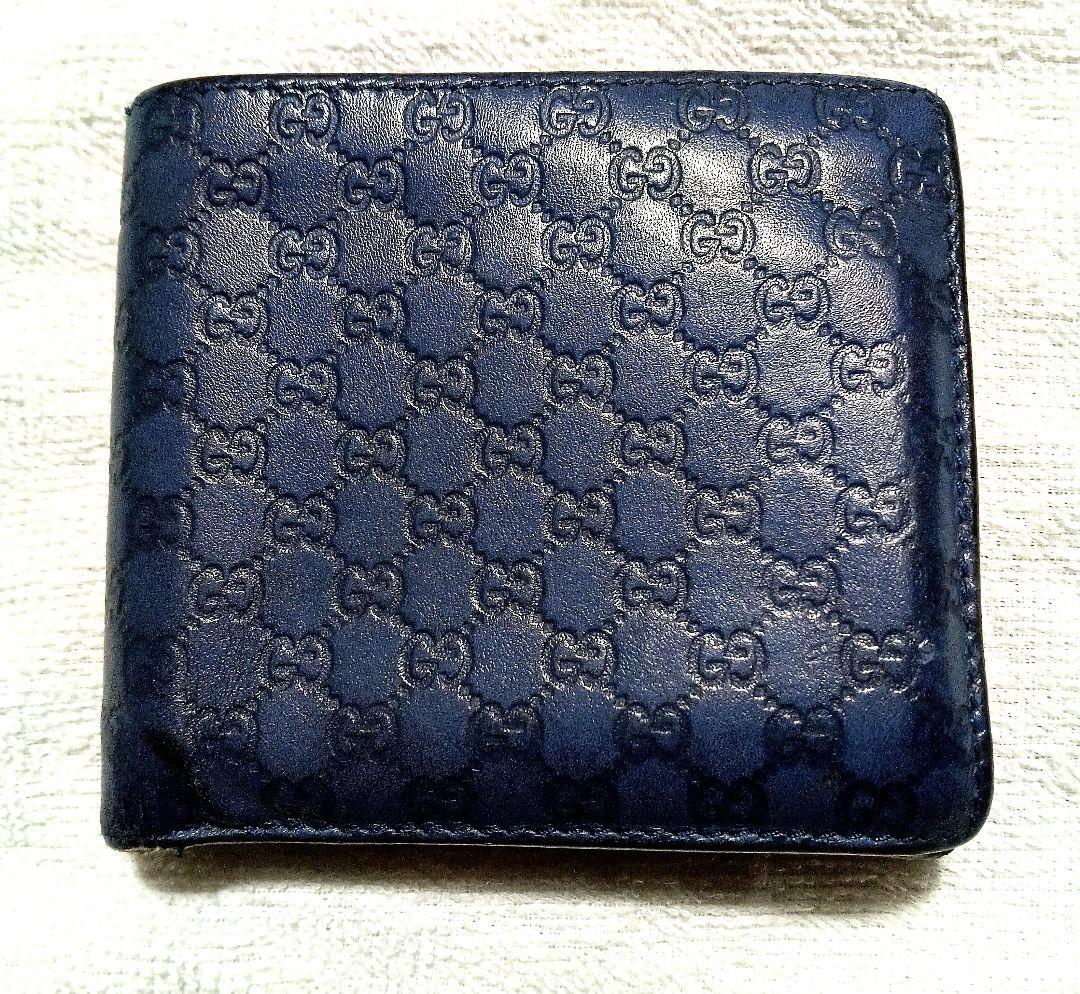 グッチ ２つ折り財布２個セット マイクロ シマ ネイビーとGGパターン