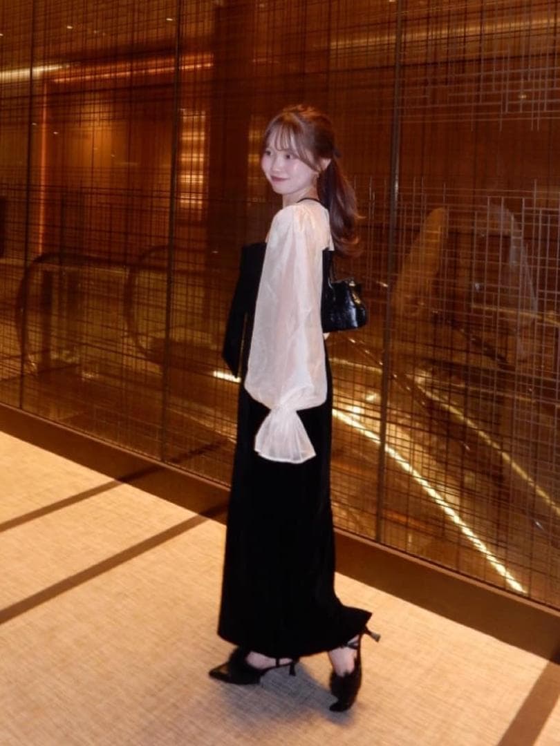 M オケージョン 配色シアーリボンベロアワンピース SALON by Chico