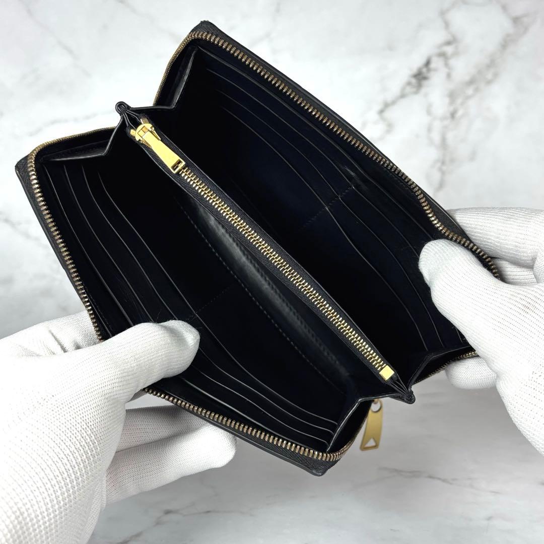 BOTTEGA VENETA 長財布 カセット ジップアラウンドウォレット　黒