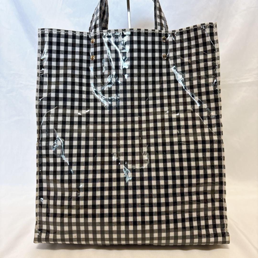 【希少】TEMBEA ギンガムチェック ブラック トートバッグ エナメル