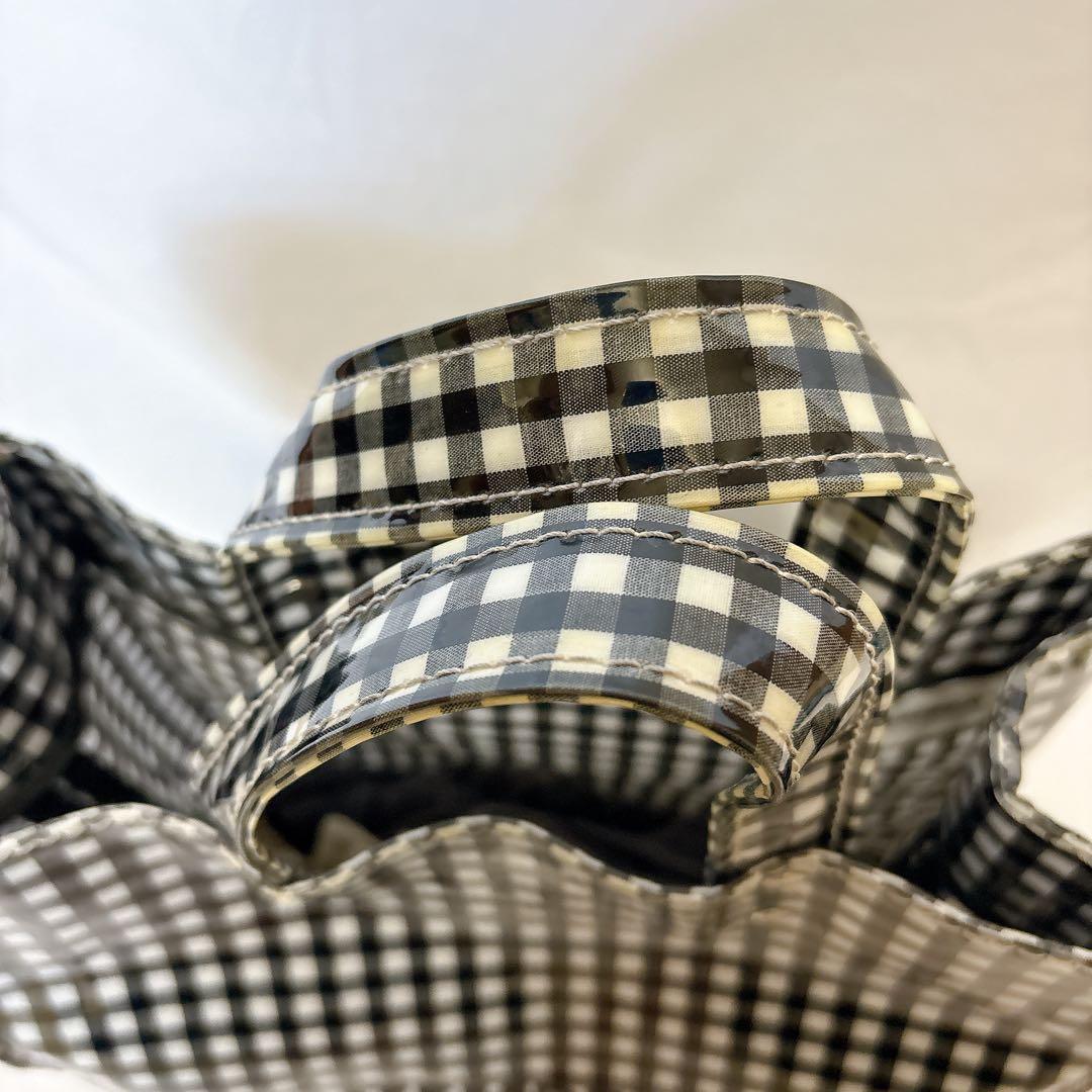 【希少】TEMBEA ギンガムチェック ブラック トートバッグ エナメル