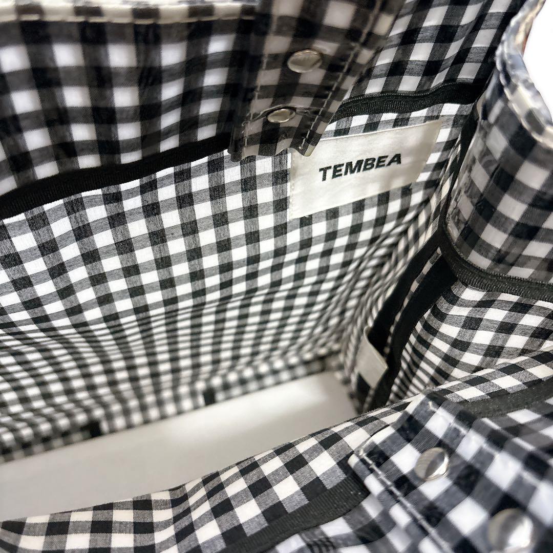 【希少】TEMBEA ギンガムチェック ブラック トートバッグ エナメル
