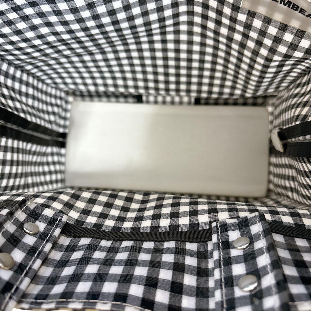 【希少】TEMBEA ギンガムチェック ブラック トートバッグ エナメル