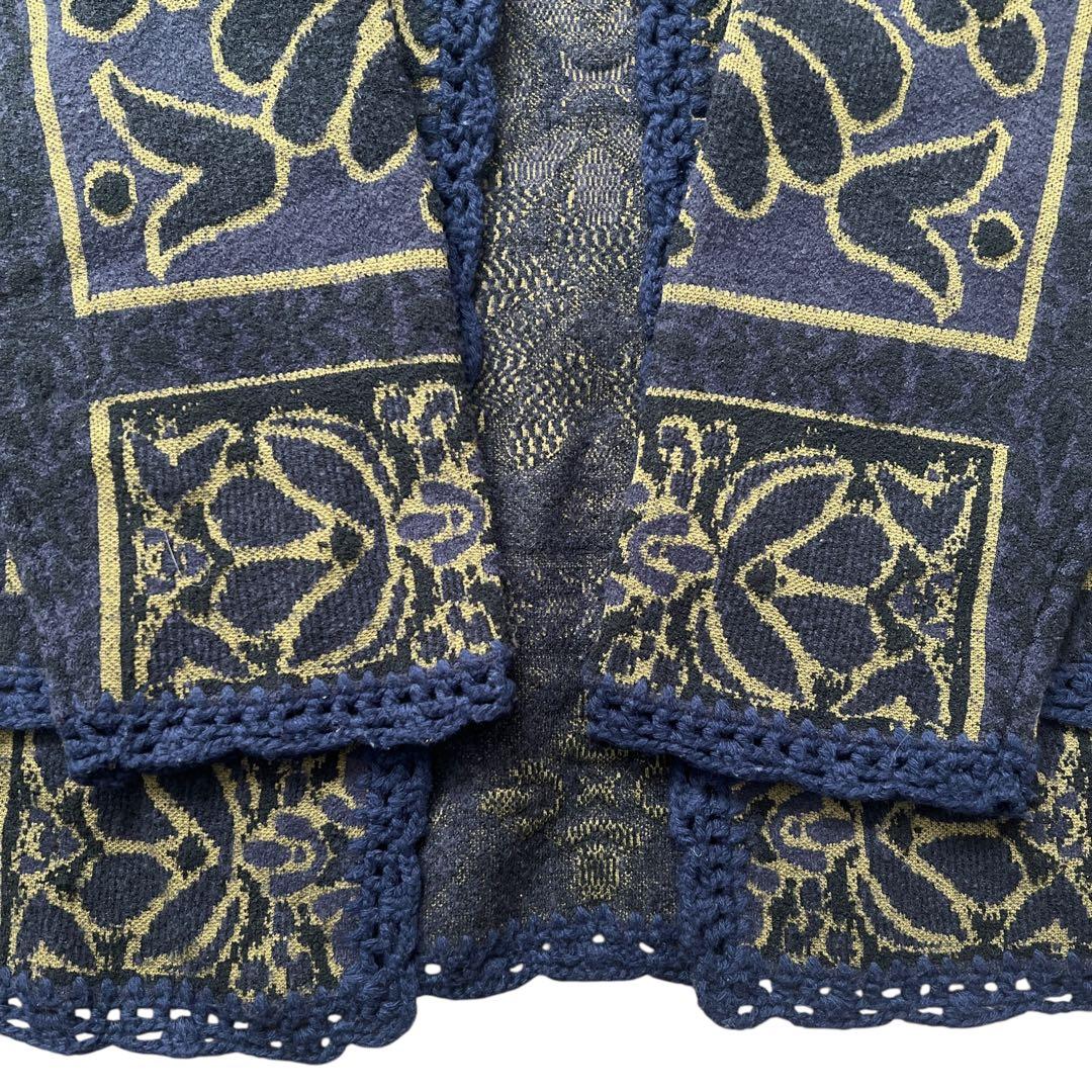 Ameri　RUG PATTERN KNIT JACKET　ネイビー