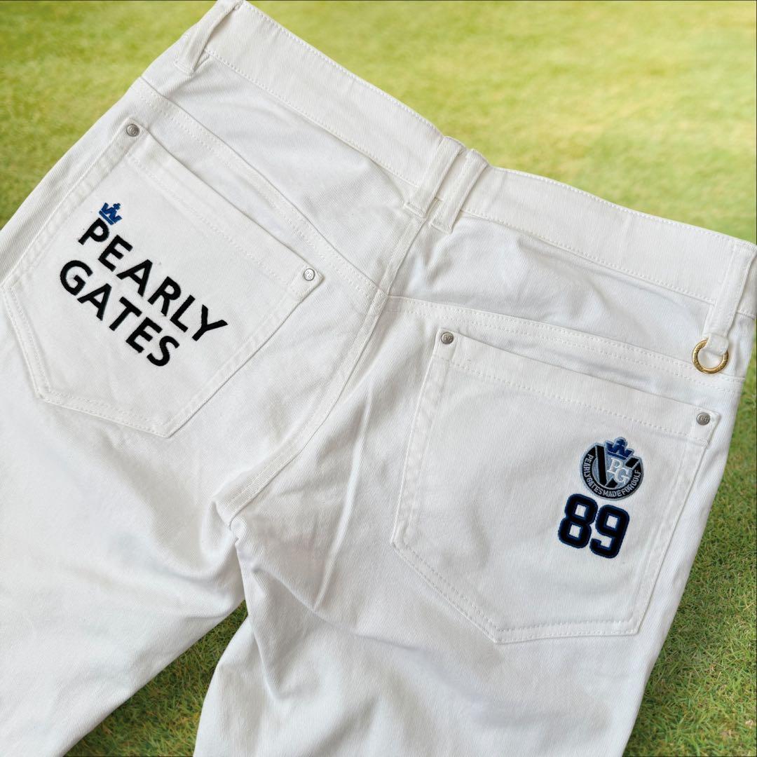 パーリーゲイツ　パンツ　白　M〜L相当　秋冬　コットン素材　ホワイト　4 ゴルフ