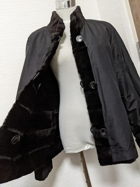 A509　シェアードウィーゼルミンク　毛皮　リバーシブルコート　リアルファー