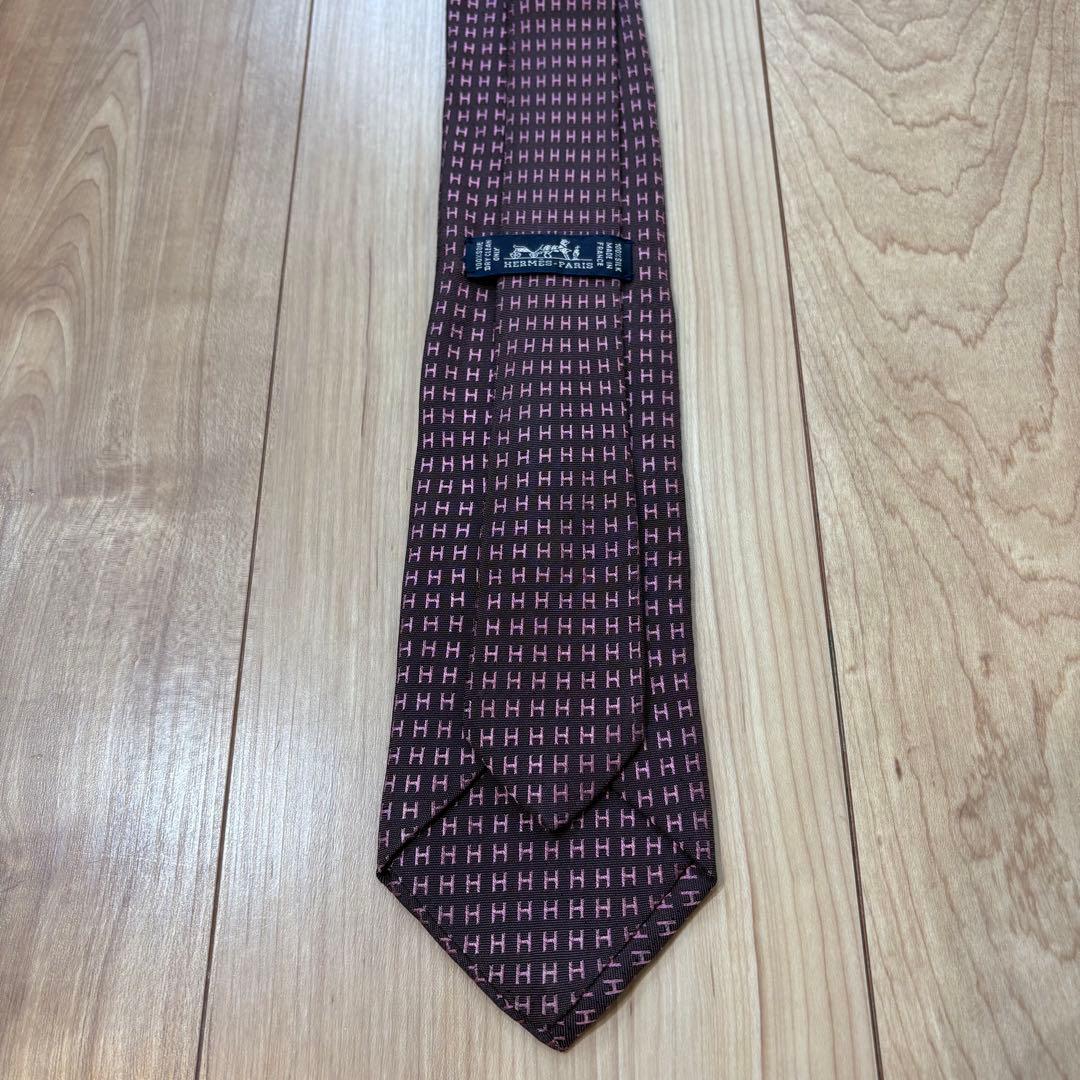 未使用 極美品 HERMES エルメス ネクタイ Hロゴ H柄 箱付き ③