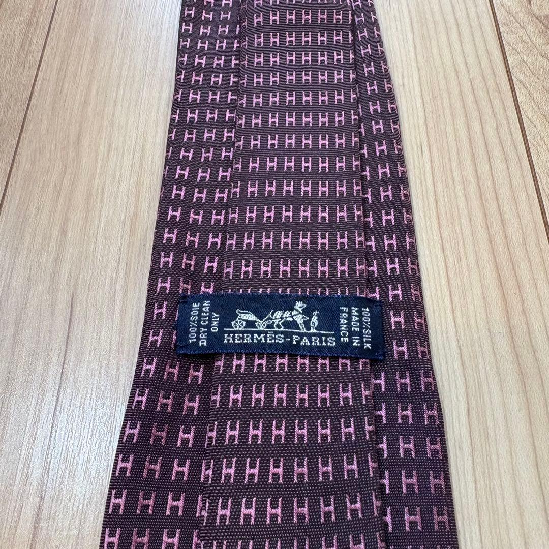 未使用 極美品 HERMES エルメス ネクタイ Hロゴ H柄 箱付き ③