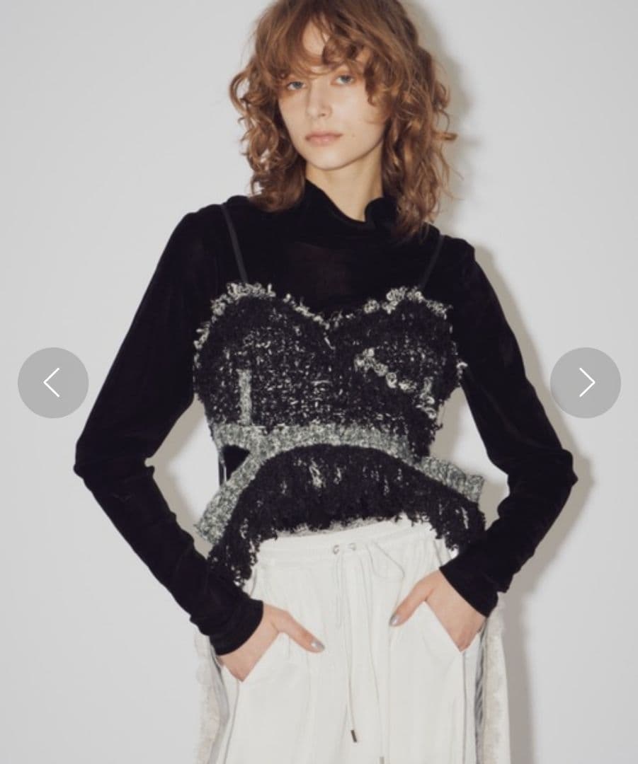 LA BELLE ETUDE ラベルエチュード　ミックスツイードニットビスチェ黒