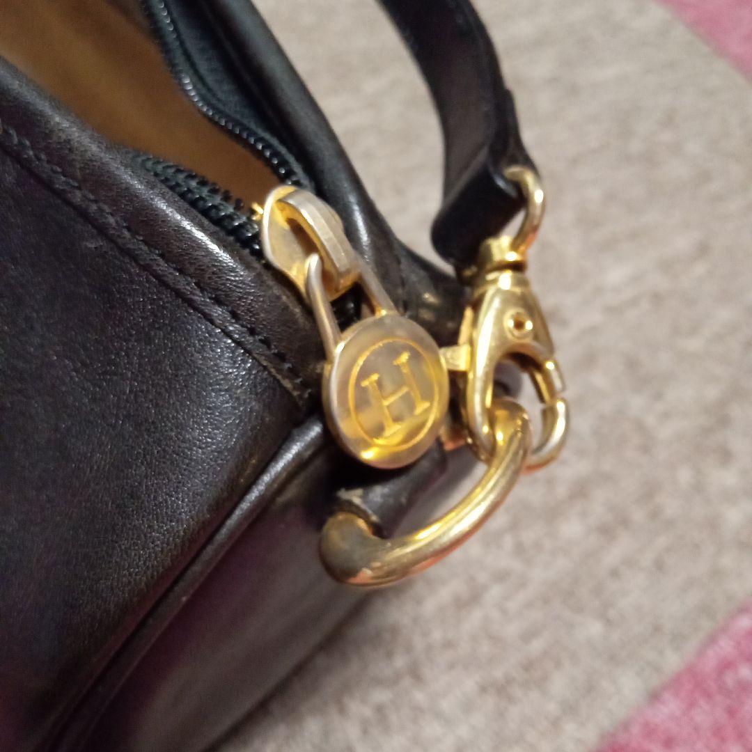 お値下げ中！ヒロフの黒レザー ドラム型ショルダーバッグ