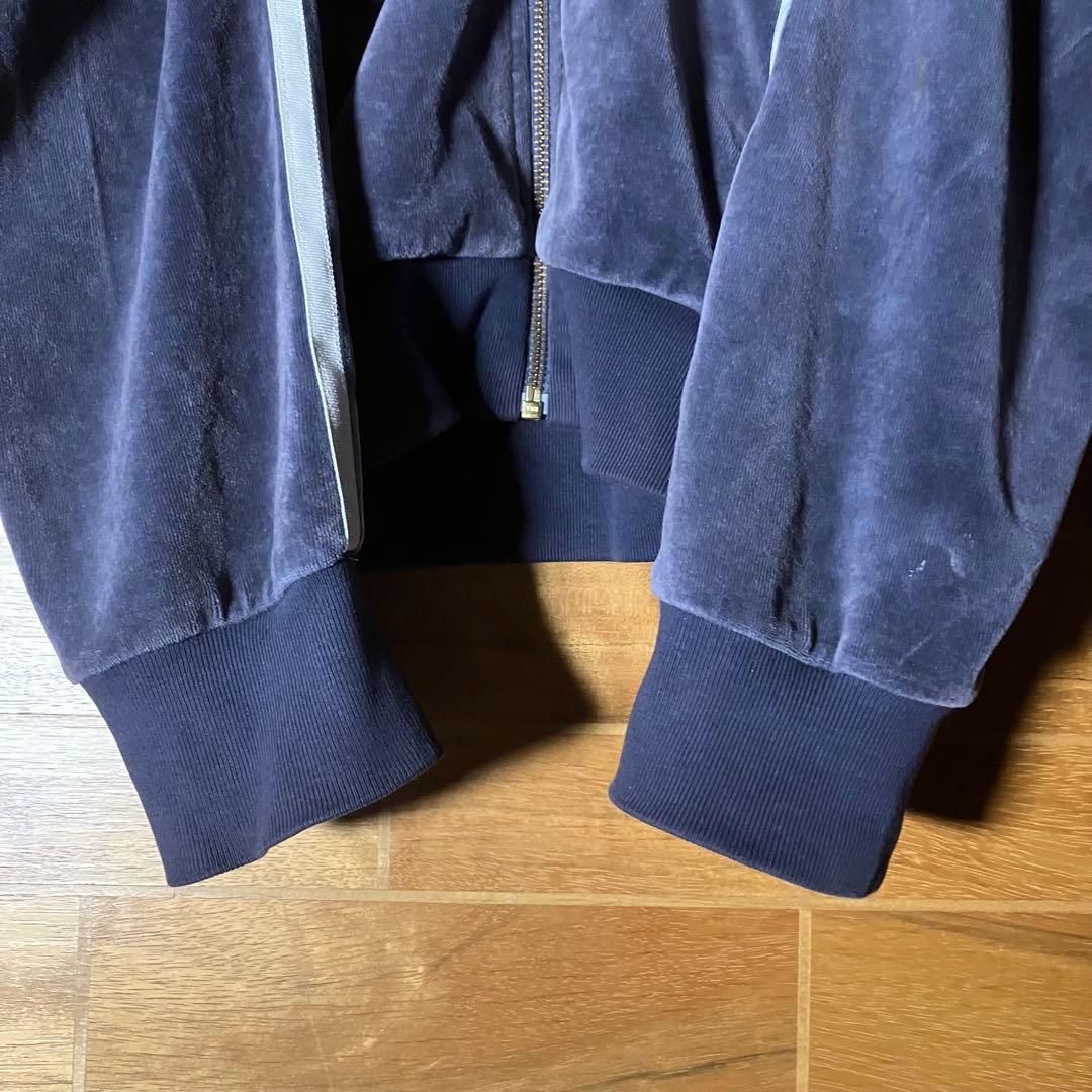 adidas ベロア　トラックジャケット　ジャージ　ネイビー　白　M〜L程