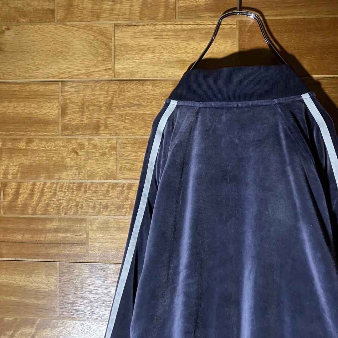 adidas ベロア　トラックジャケット　ジャージ　ネイビー　白　M〜L程