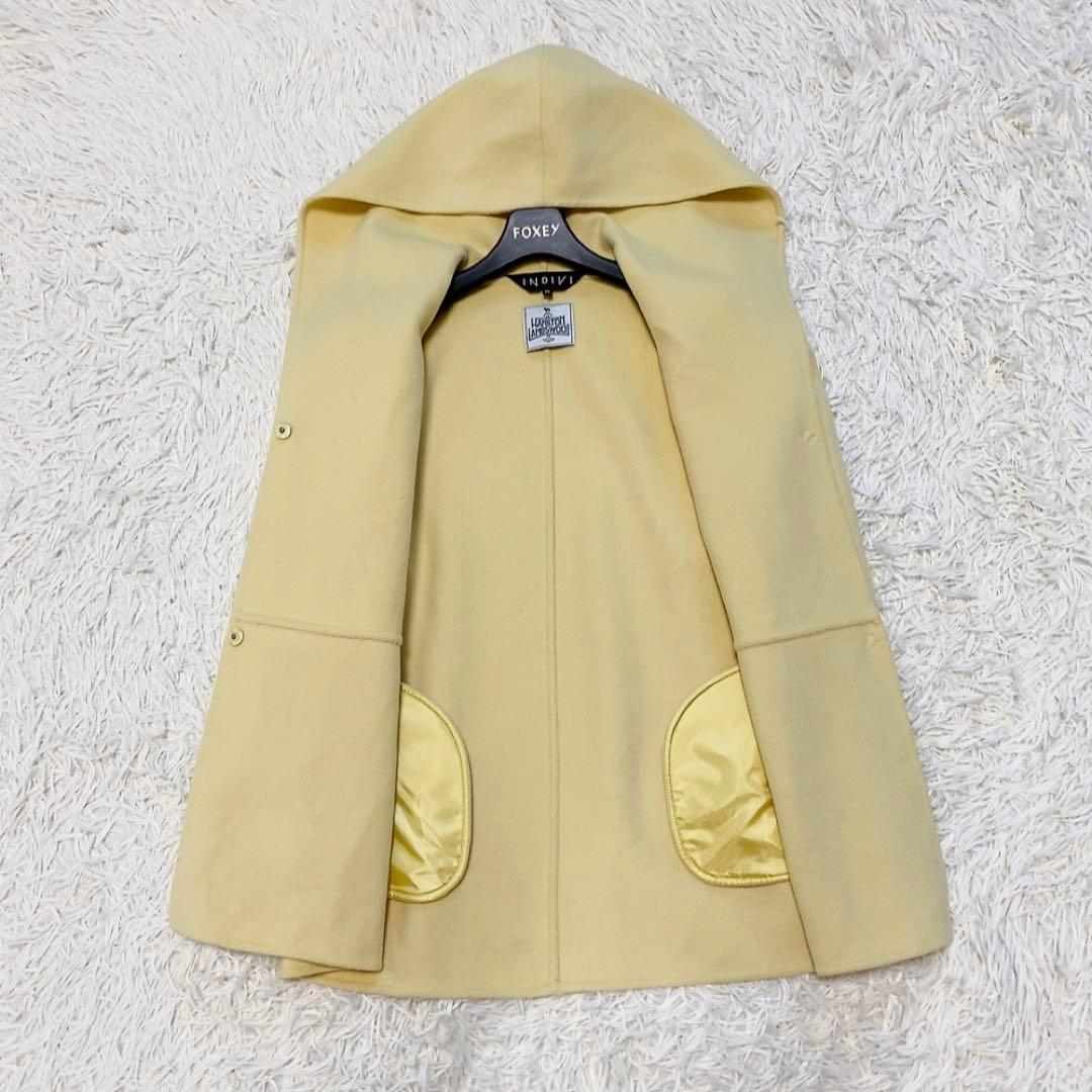 【美品】インディヴィ フーテッドリバーコート ハミルトンラムズウール 定価4万