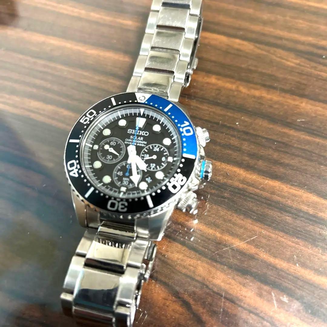 SEIKO クロノグラフ 時計 ブラック/ブルー