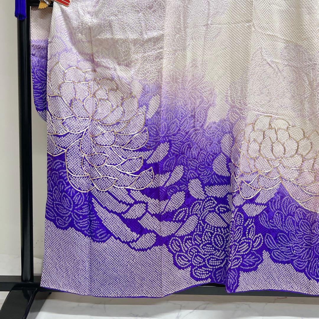 振袖　金駒刺繍　総絞り　菊　菱地紋　晴れの日　成人式　着物　013tz