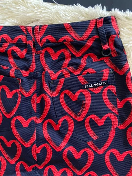 パーリーゲイツ ストレッチスカート 落書きハート柄プリントサイズ1