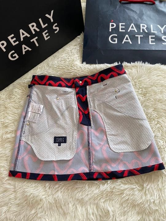 パーリーゲイツ ストレッチスカート 落書きハート柄プリントサイズ1