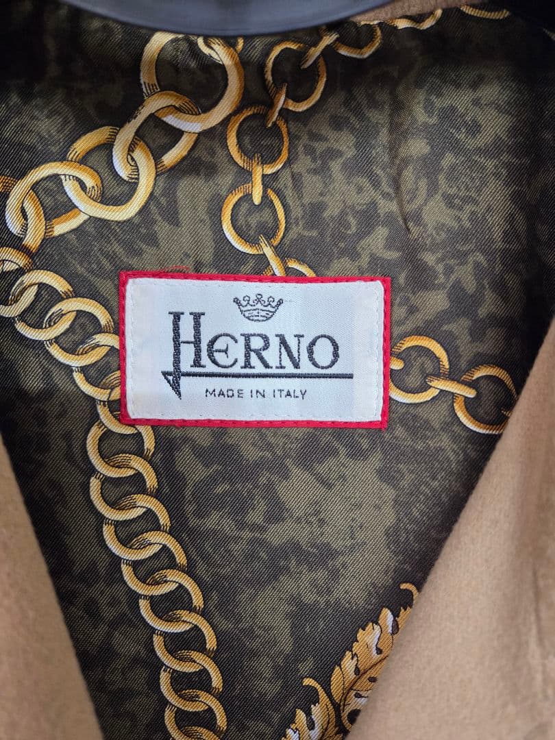 HERNO カシミヤ混 ベルテッドコート イタリア製 シルク　キャメル