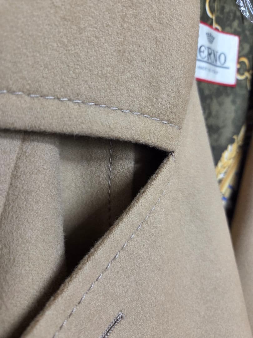 HERNO カシミヤ混 ベルテッドコート イタリア製 シルク　キャメル