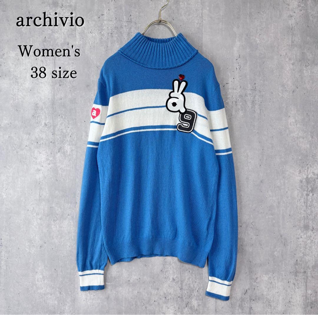アルチビオ archivio ハイネックセーター ニット カシミア混 ブルー M