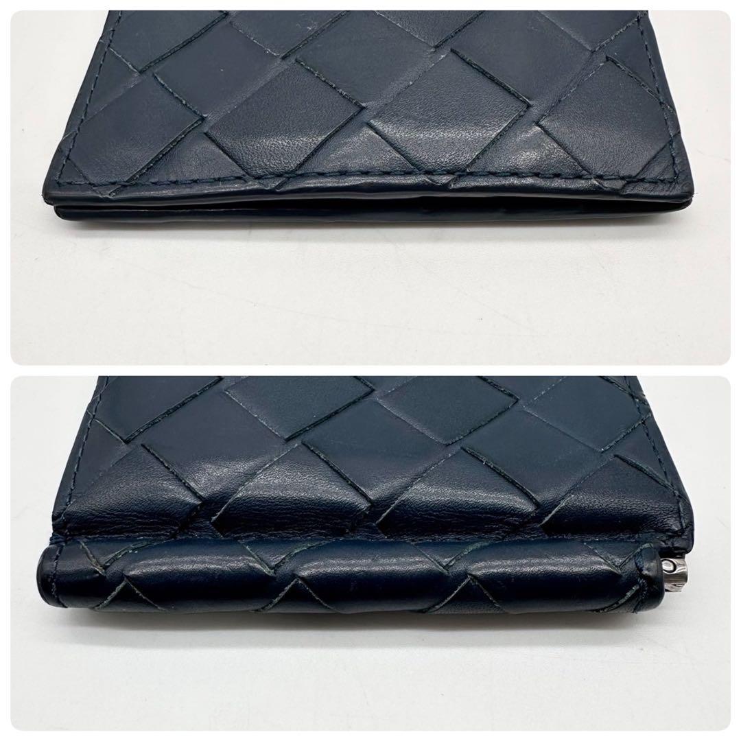 ボッテガヴェネタ マキシ　イントレチャート マネークリップ 二つ折り　ネイビー