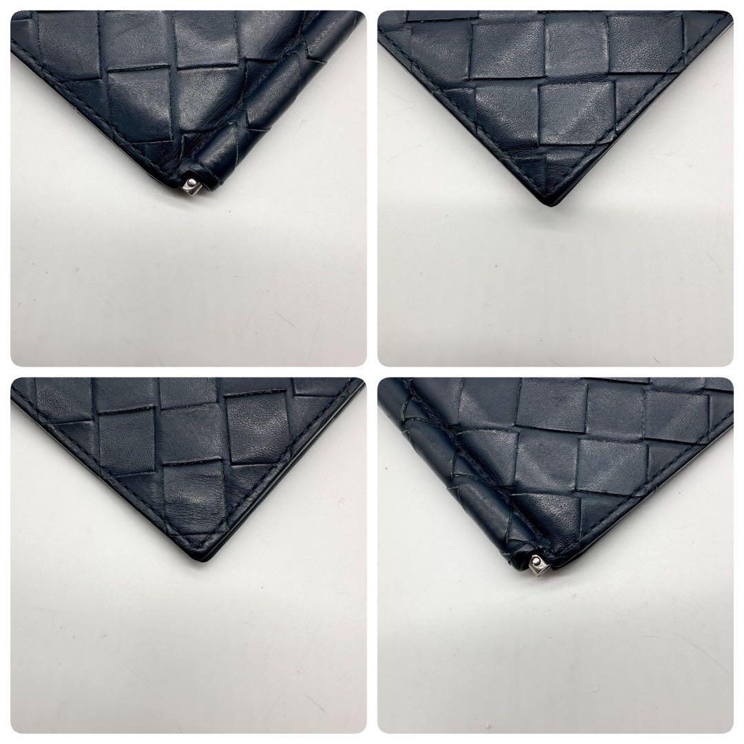 ボッテガヴェネタ マキシ　イントレチャート マネークリップ 二つ折り　ネイビー