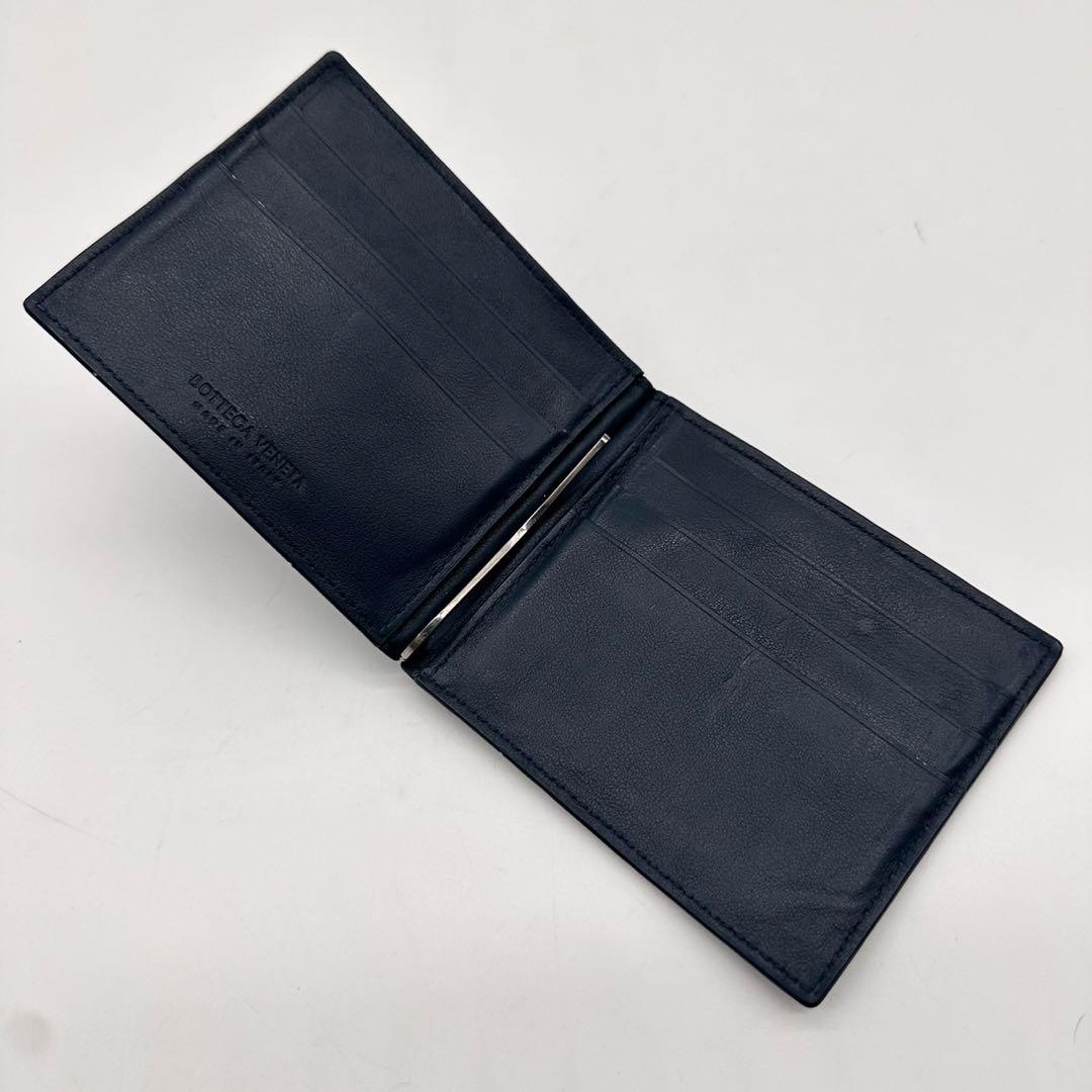 ボッテガヴェネタ マキシ　イントレチャート マネークリップ 二つ折り　ネイビー