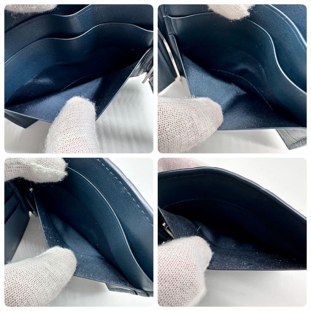 ボッテガヴェネタ マキシ　イントレチャート マネークリップ 二つ折り　ネイビー