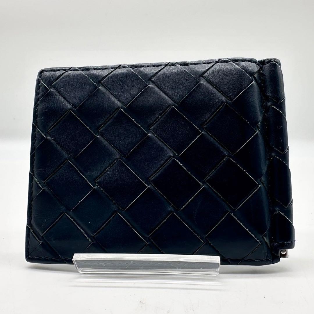 ボッテガヴェネタ マキシ　イントレチャート マネークリップ 二つ折り　ネイビー