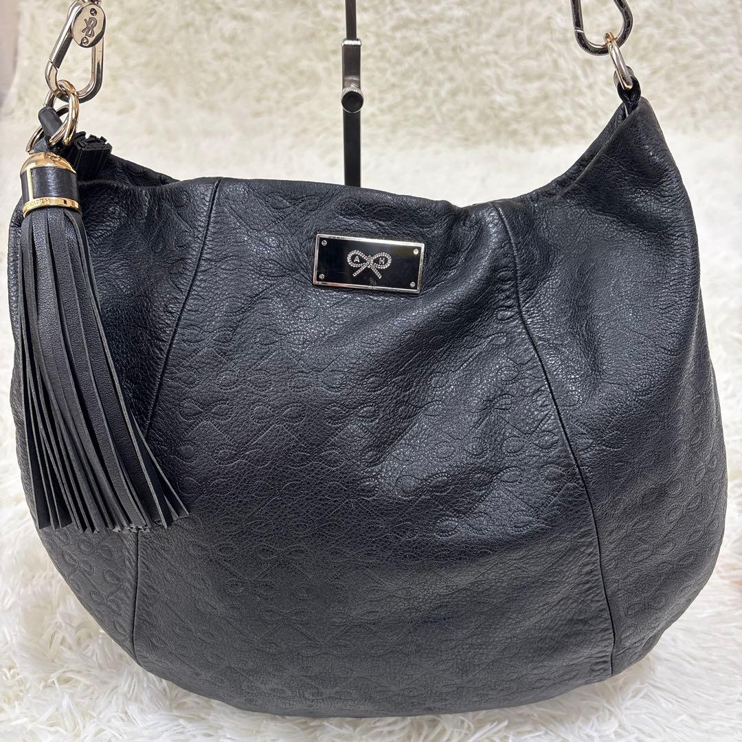 アニヤハインドマーチ ショルダーバッグ タッセル リボン　レザー