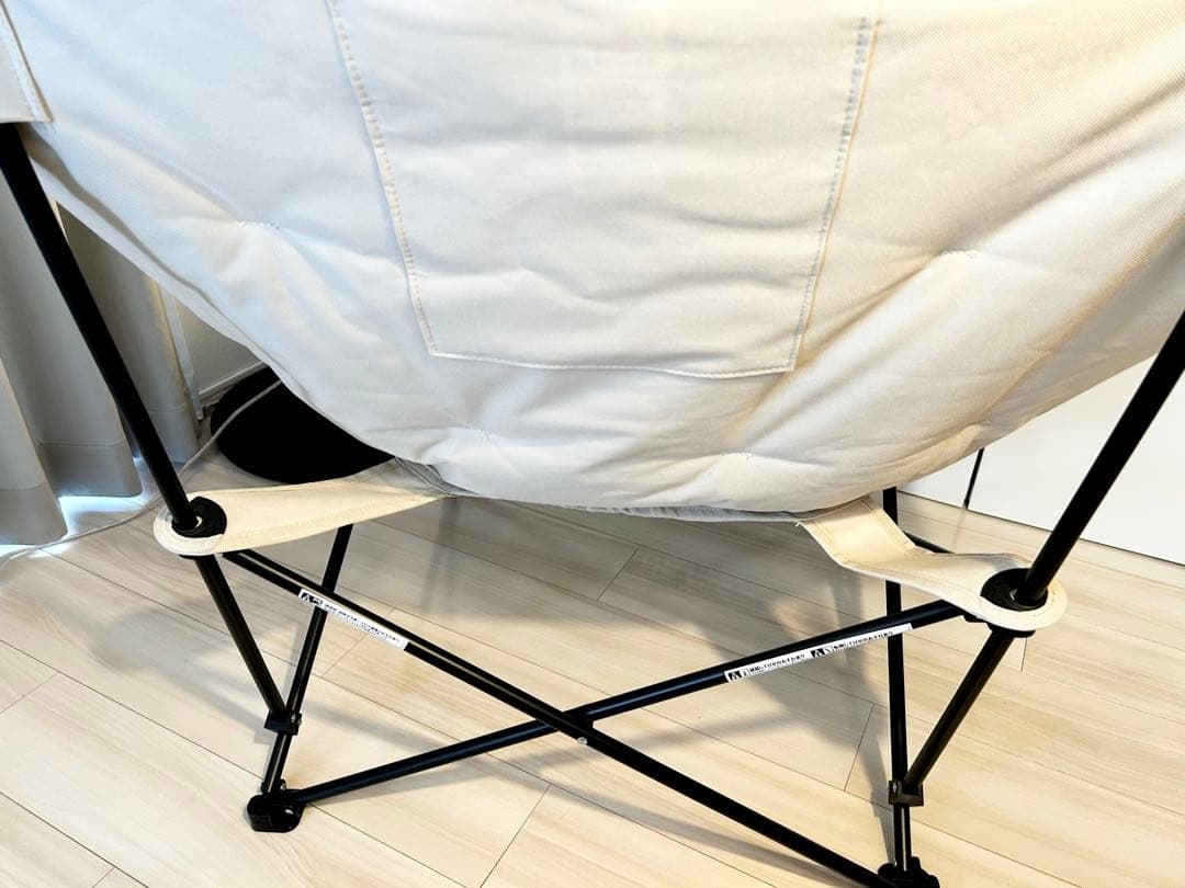 ニトリバタフライチェア ワイド ベージュ　オットマン 折りたたみスツールセット