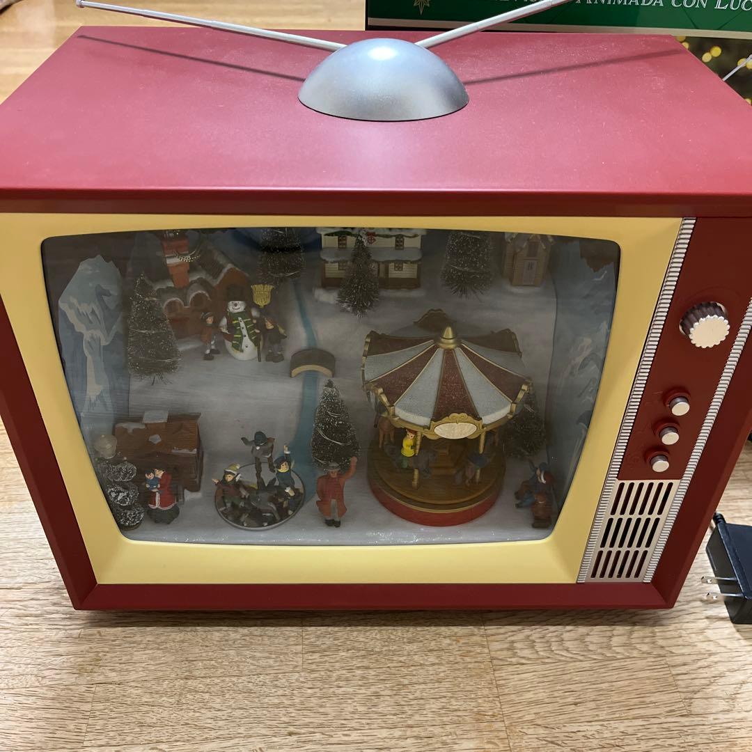 コストコクリスマス　レトロ TV ライト & ミュージック付　クリスマス置き物