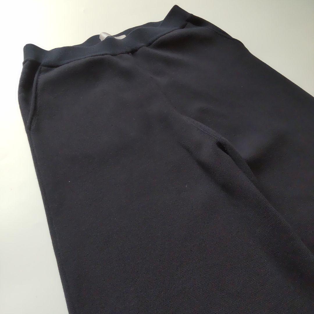 美品 24SS エブール コットンシルク ストレート ニットパンツ ネイビー36