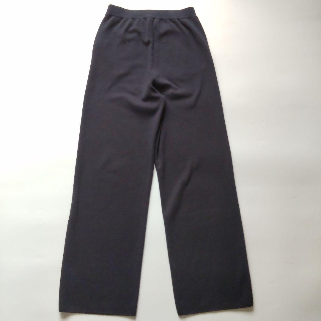 美品 24SS エブール コットンシルク ストレート ニットパンツ ネイビー36
