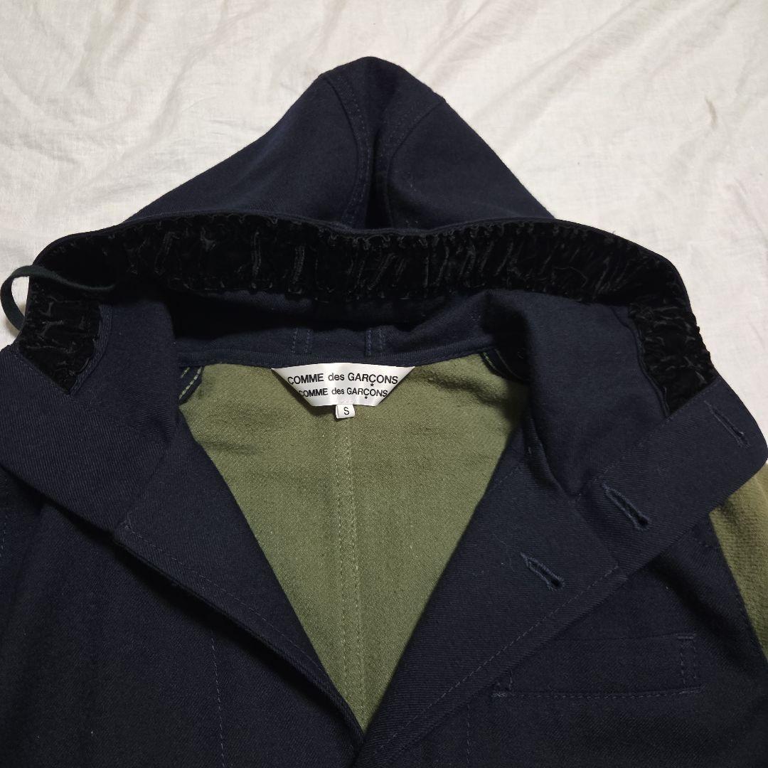 ​コムデギャルソン AD2010 フーデッドカバーオール 異素材 切替 ベロア