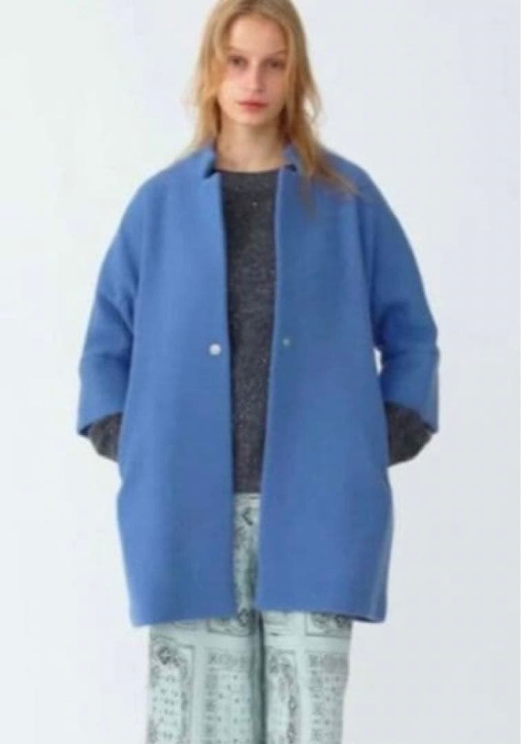 最終価格！新品未使用　ヤマダヤ　Aga + ダブルメルトンコクーンコート ブルー