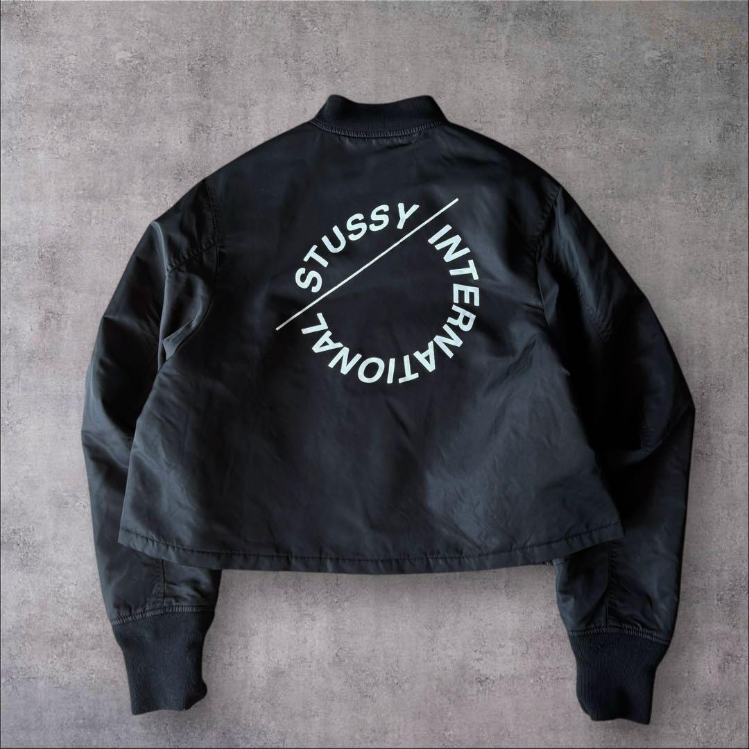 stussy ステューシー ショート丈ma-1ブラック ナイロンジャケット S