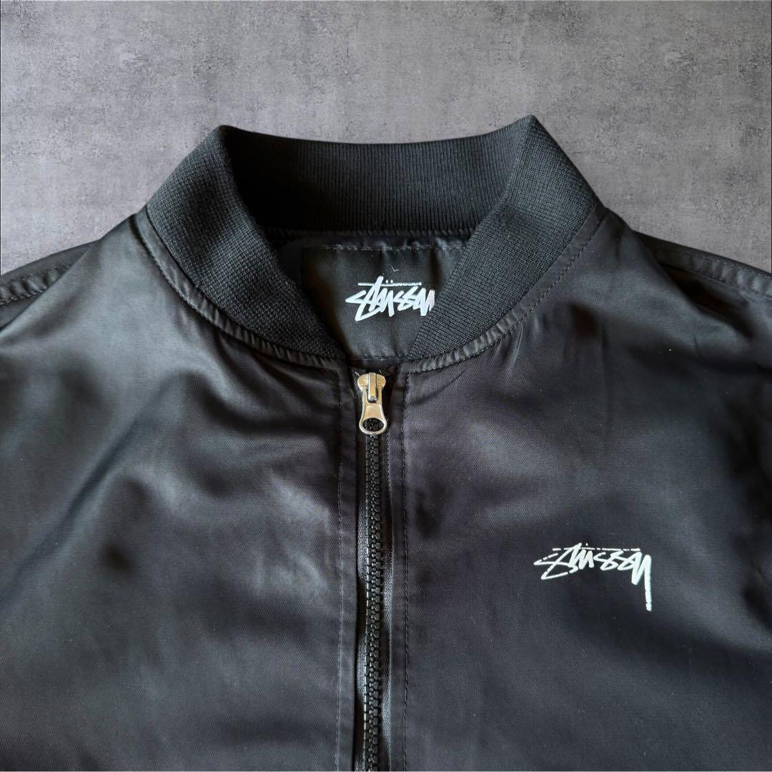 stussy ステューシー ショート丈ma-1ブラック ナイロンジャケット S