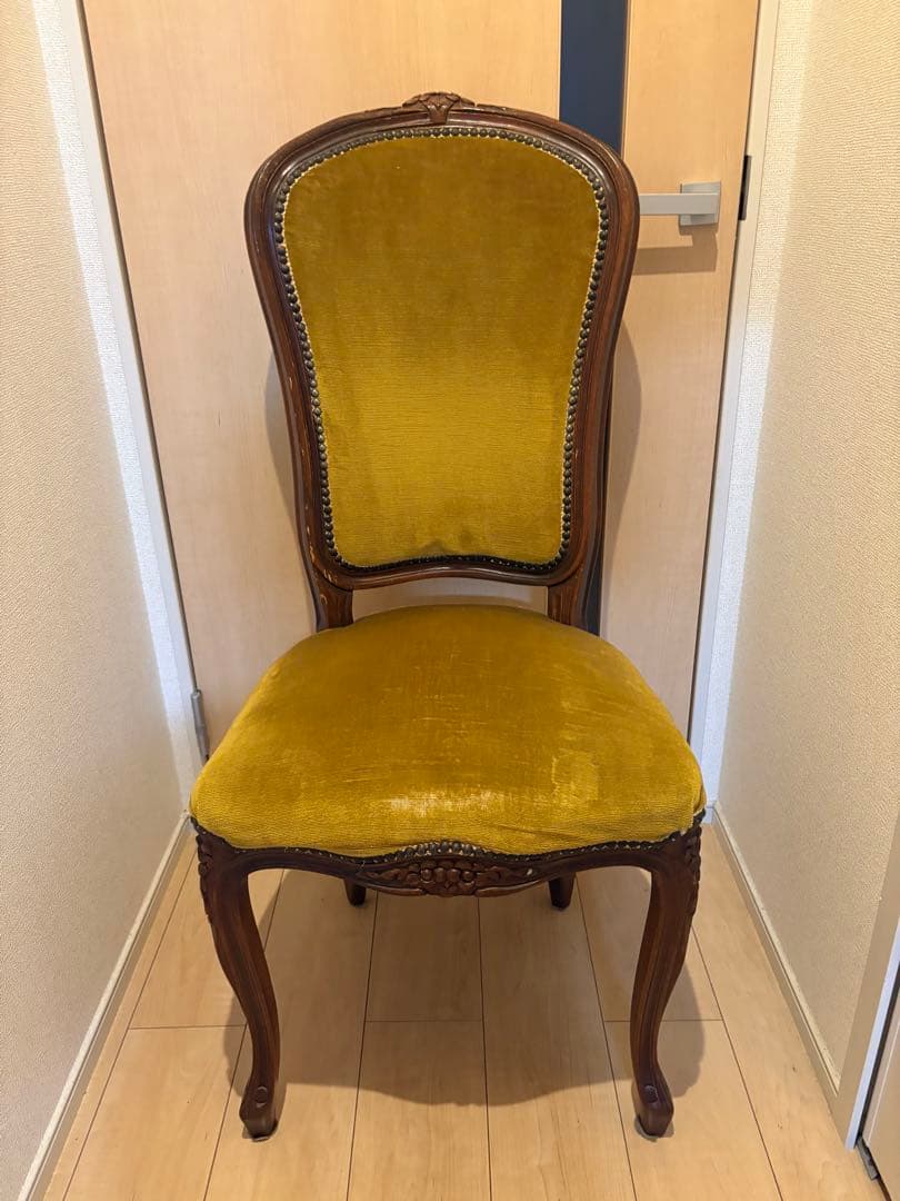 ダイニングチェア アンティーク調　ロココ　ベルベット　猫脚