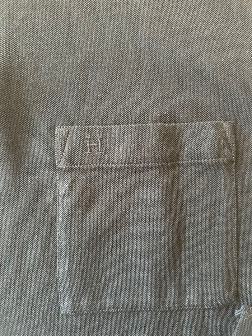 【美品】HERMES エルメス ポロシャツ H刺繍 コットン メンズ 黒