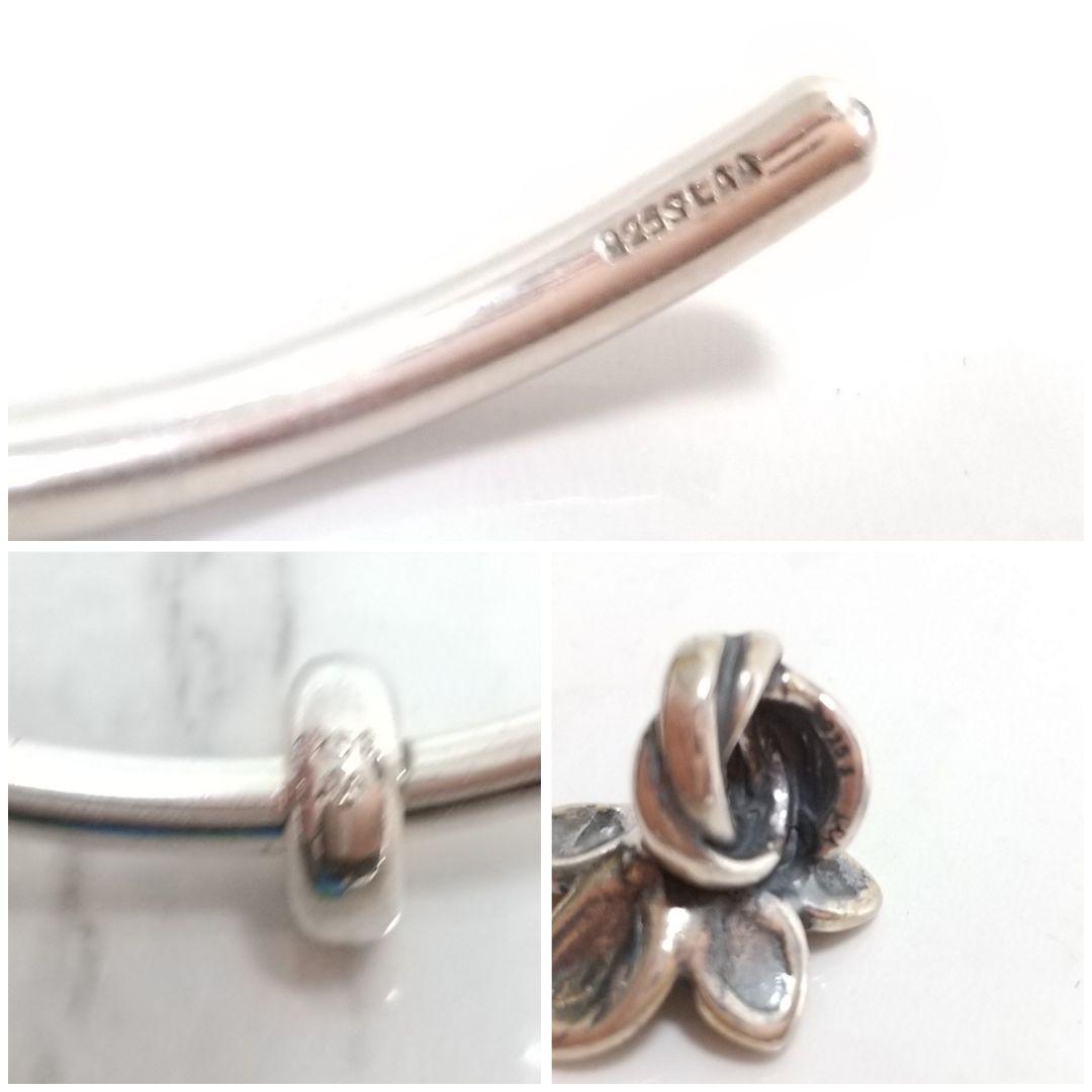 トロールビーズ　シルバー925バングル　スペーサー　花　リーフ　グリーン　セット