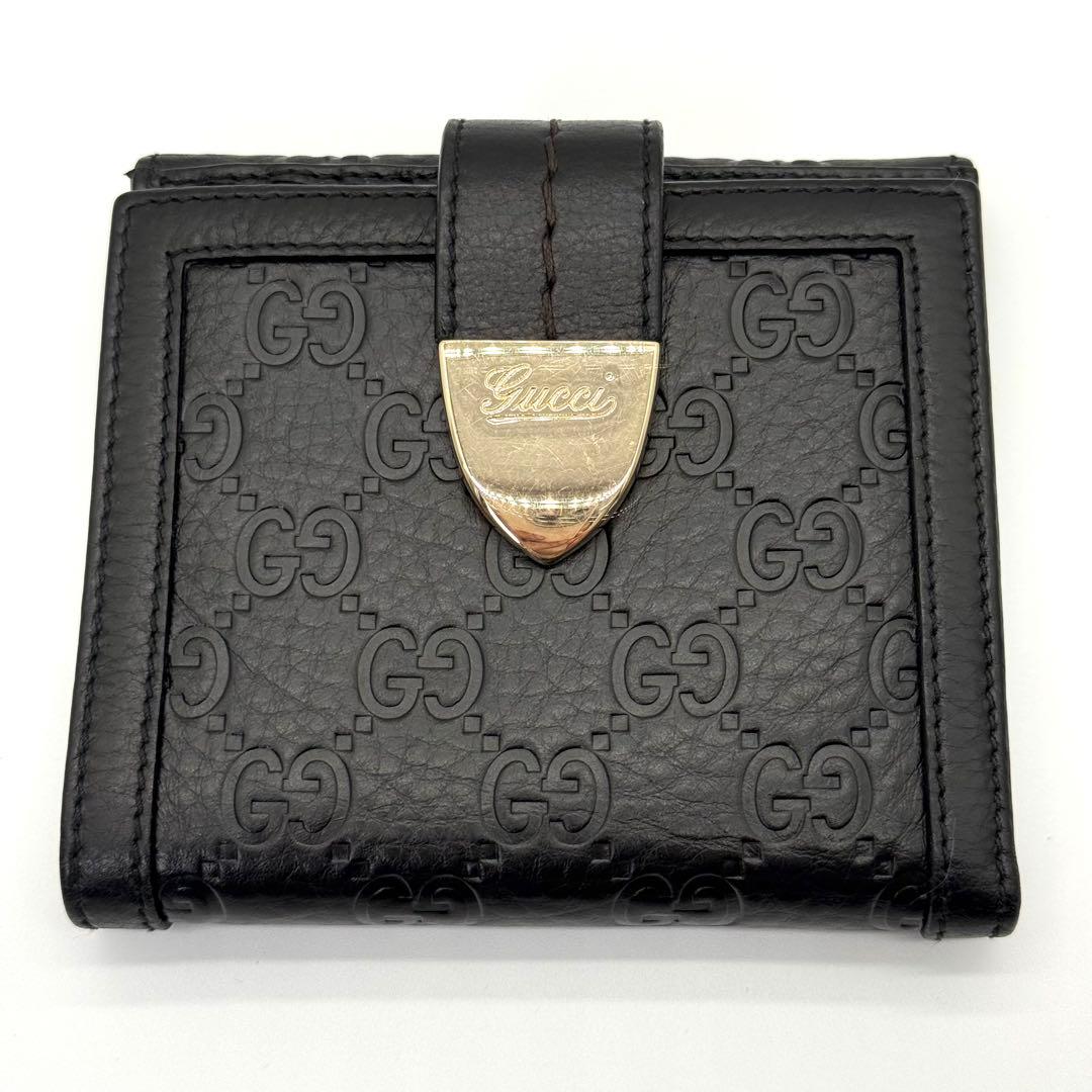 GUCCI グッチ グッチシマ レザー 二つ折り 財布 札入れ 小銭入れ 黒