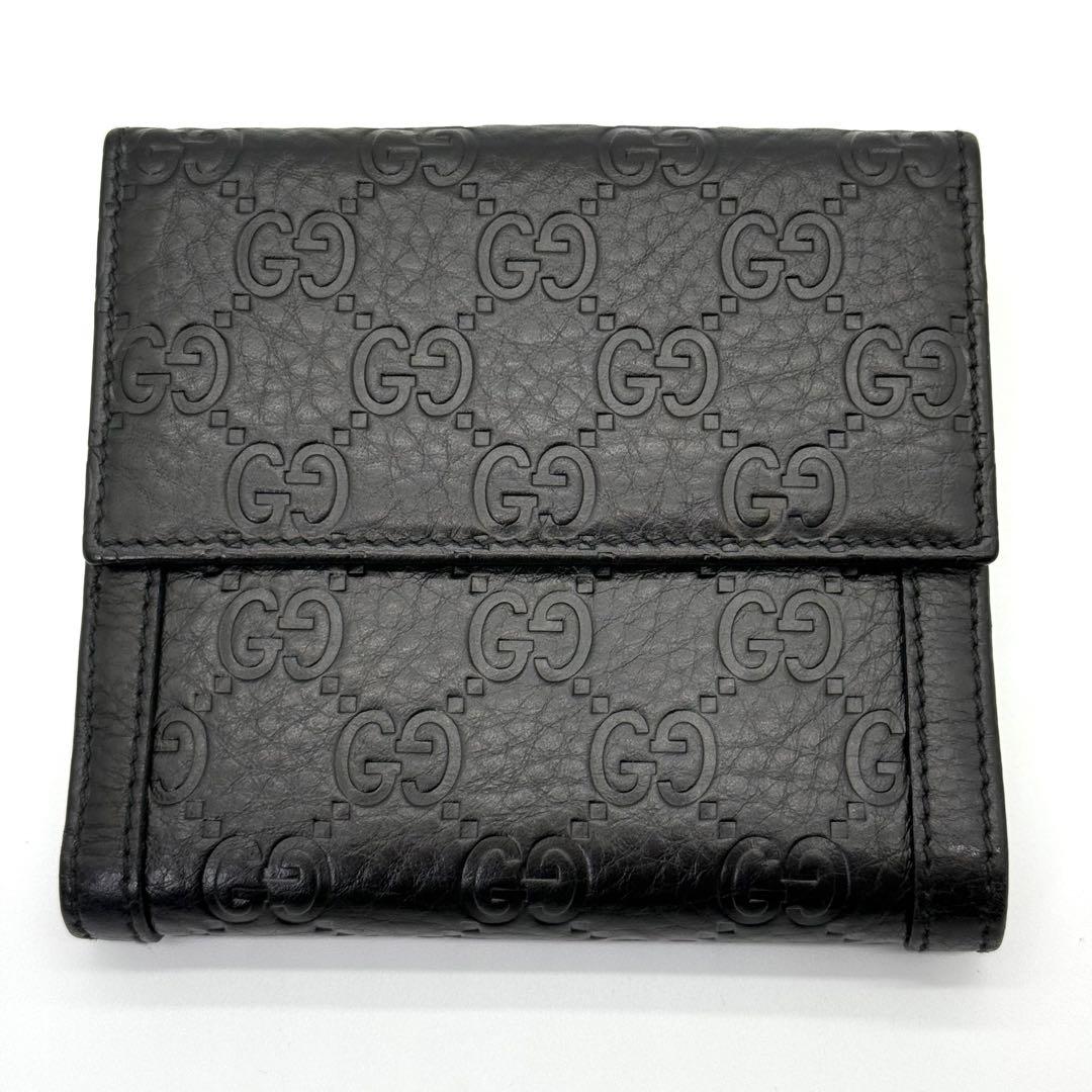 GUCCI グッチ グッチシマ レザー 二つ折り 財布 札入れ 小銭入れ 黒
