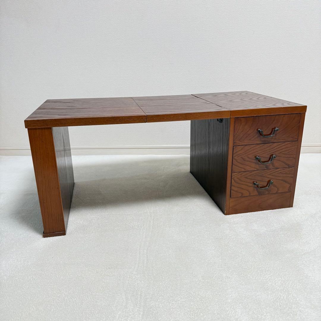 折りたたみ　文机　書斎机　座卓　レトロ　アンティーク　引き出し付