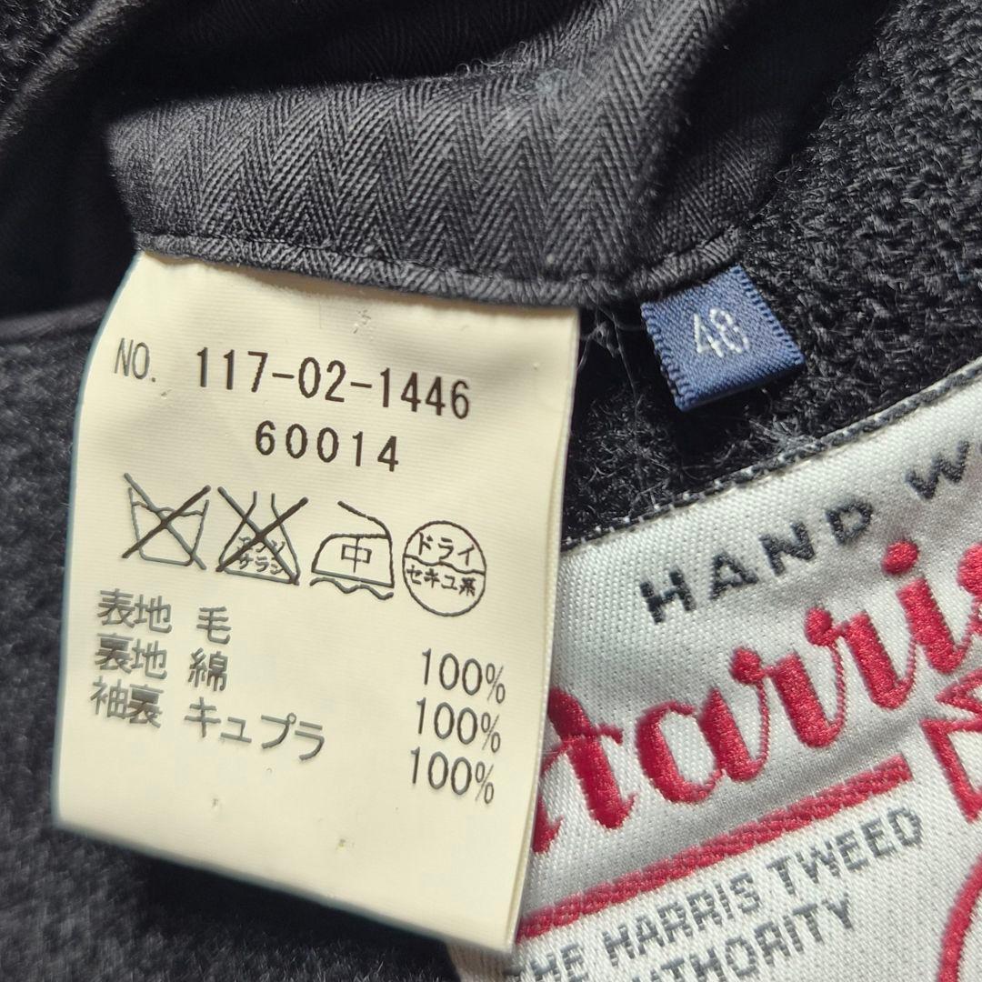 【美品 L】ハリスツイード シップス テーラードジャケット ウール 48 黒