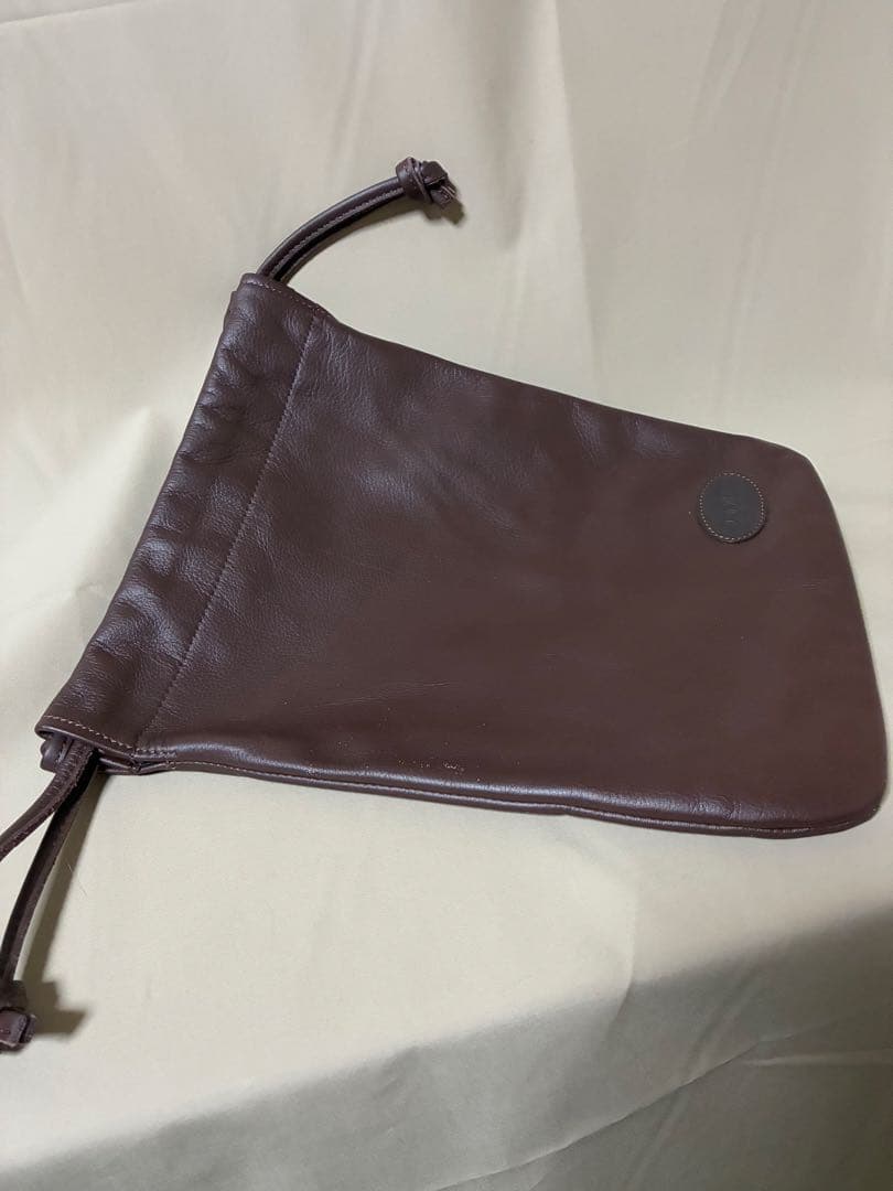 SOMES SADDOLE ブラウン レザー巾着バッグ