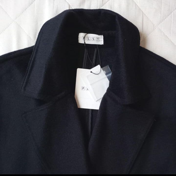 新品　PLST　プラステ　チェスターコート　ベルテッドコート　ウールテンセル　紺